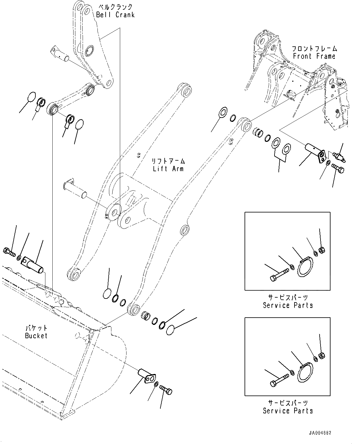 Схема запчастей Komatsu WA250PZ-6 - РУКОЯТЬ И BELL CRANK, ПАЛЕЦ (/) (№778-) РУКОЯТЬ И BELL CRANK, С АВТОМАТИЧ.-СИСТ. СМАЗКИ СИСТЕМА