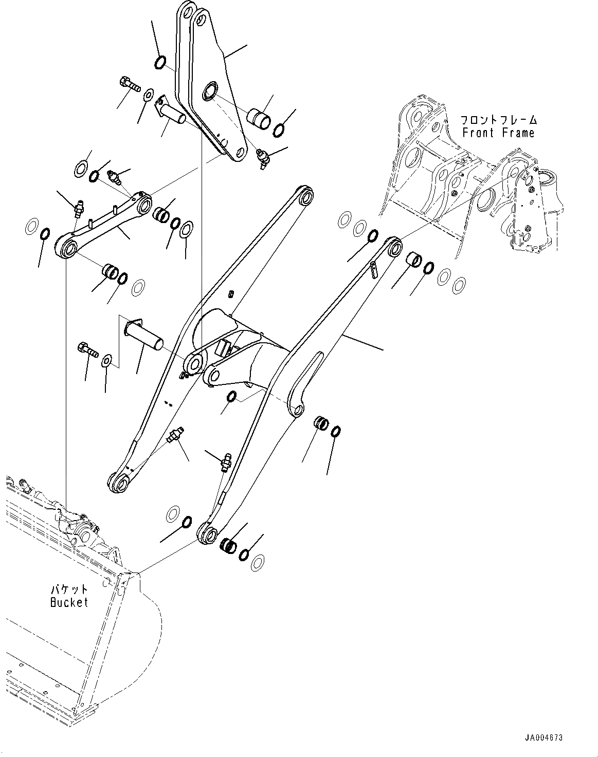 Схема запчастей Komatsu WA200PZ-6 - РУКОЯТЬ И BELL CRANK, СТРЕЛА, BELL CRANK И СОЕДИНИТЕЛЬН. ЗВЕНО (№79-) РУКОЯТЬ И BELL CRANK, ДЛЯ СТРАН ЕС ARRANGEMENT