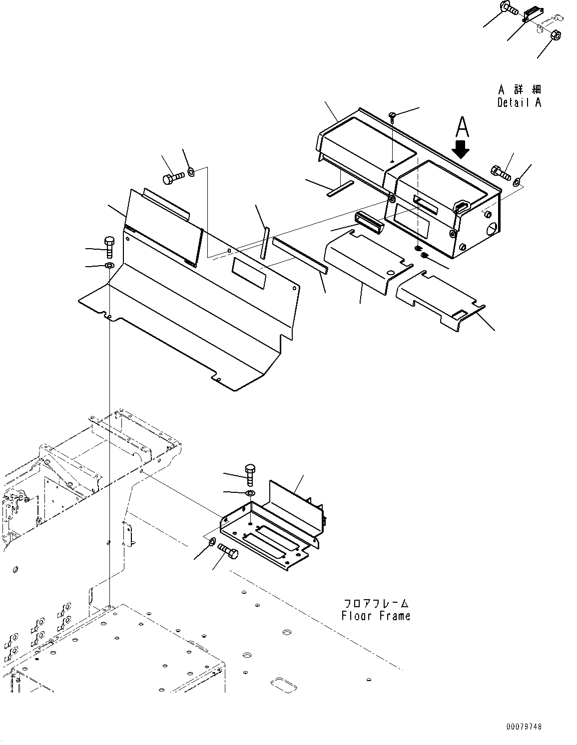 Схема запчастей Komatsu WA800-3E0 - ПОЛ, КОНСОЛЬН. БЛОК, ЗАДН. (№7-) ПОЛ, EC REGULATION ARRANGEMENT, VHMS БЕЗ ORBCOMM