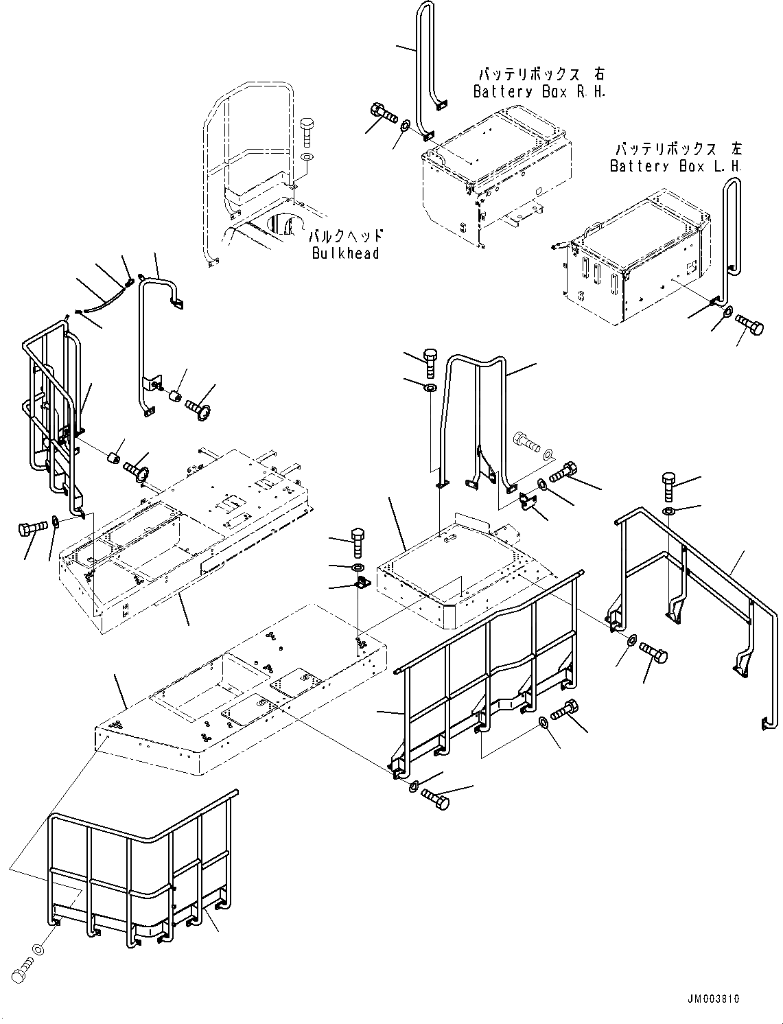 Схема запчастей Komatsu WA800-3E0 - ЛЕСТНИЦА И HANDRAIL, ЛЕВ. (№79-) ЛЕСТНИЦА И HANDRAIL, ДЛЯ ТОРМОЗ. МАСЛ. СИСТЕМА ОХЛАЖДЕНИЯ