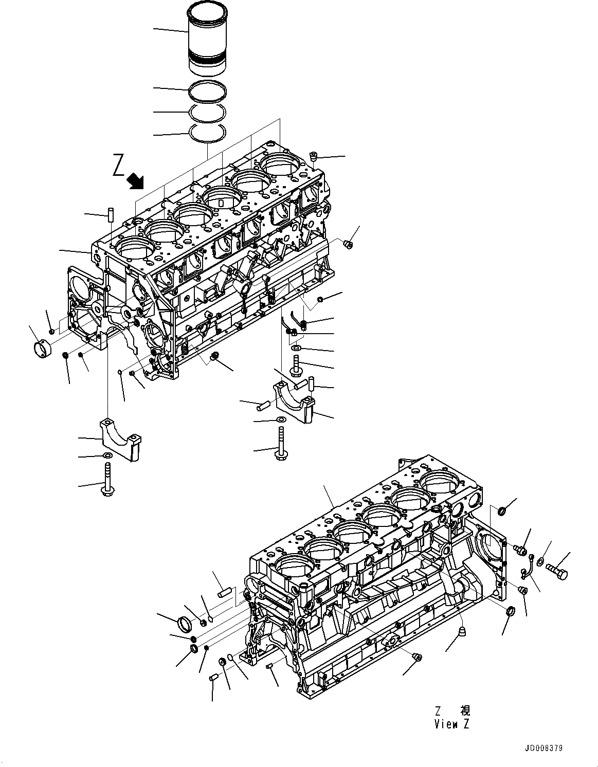 Схема запчастей Komatsu SAA6D140E-5D - БЛОК ЦИЛИНДРОВ (№8-) БЛОК ЦИЛИНДРОВ