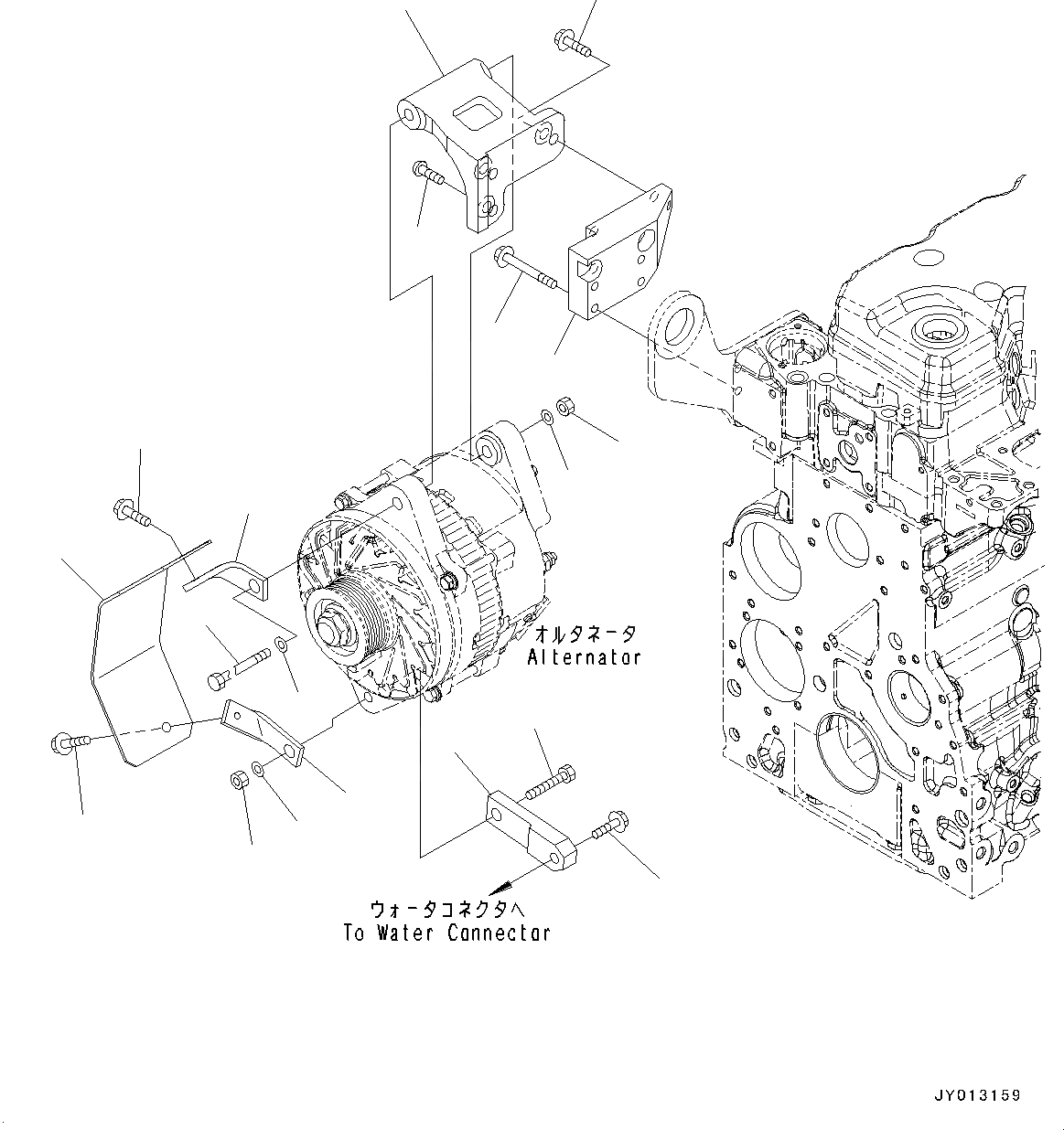 Схема запчастей Komatsu SAA6D107E-1H - ГЕНЕРАТОР, КРЕПЛЕНИЕ (№97-) ГЕНЕРАТОР, 9AMP