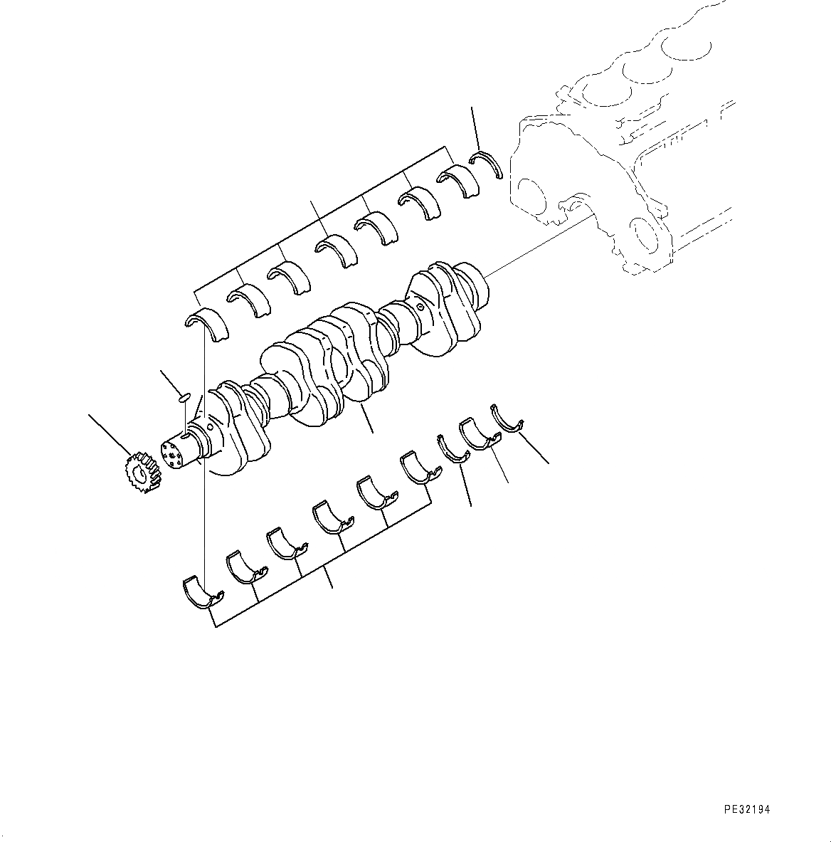 Схема запчастей Komatsu SAA6D125E-5BA - КОЛЕНВАЛ (№-) КОЛЕНВАЛ