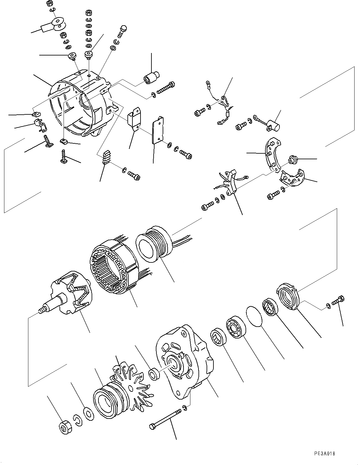 Схема запчастей Komatsu SAA6D125E-5BA - ГЕНЕРАТОР, ВНУТР. ЧАСТИ (№-) ГЕНЕРАТОР, AMP.