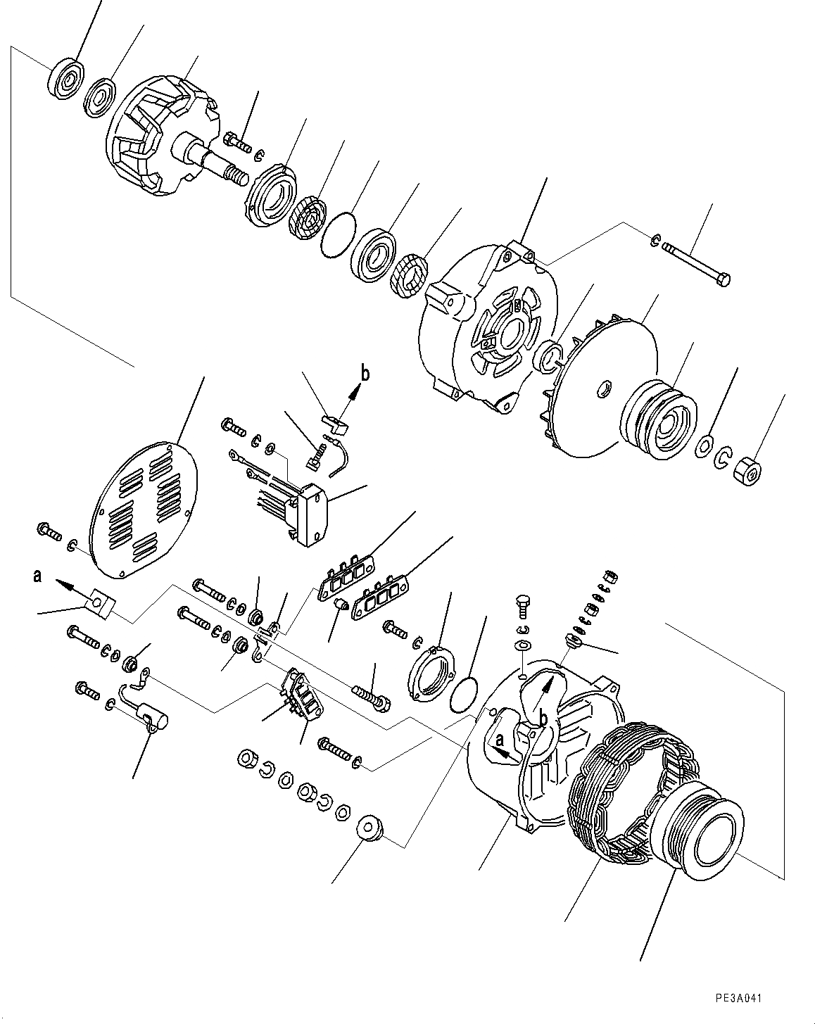 Схема запчастей Komatsu SAA6D125E-5BA - ГЕНЕРАТОР, ВНУТР. ЧАСТИ (№-) ГЕНЕРАТОР, 7AMP.