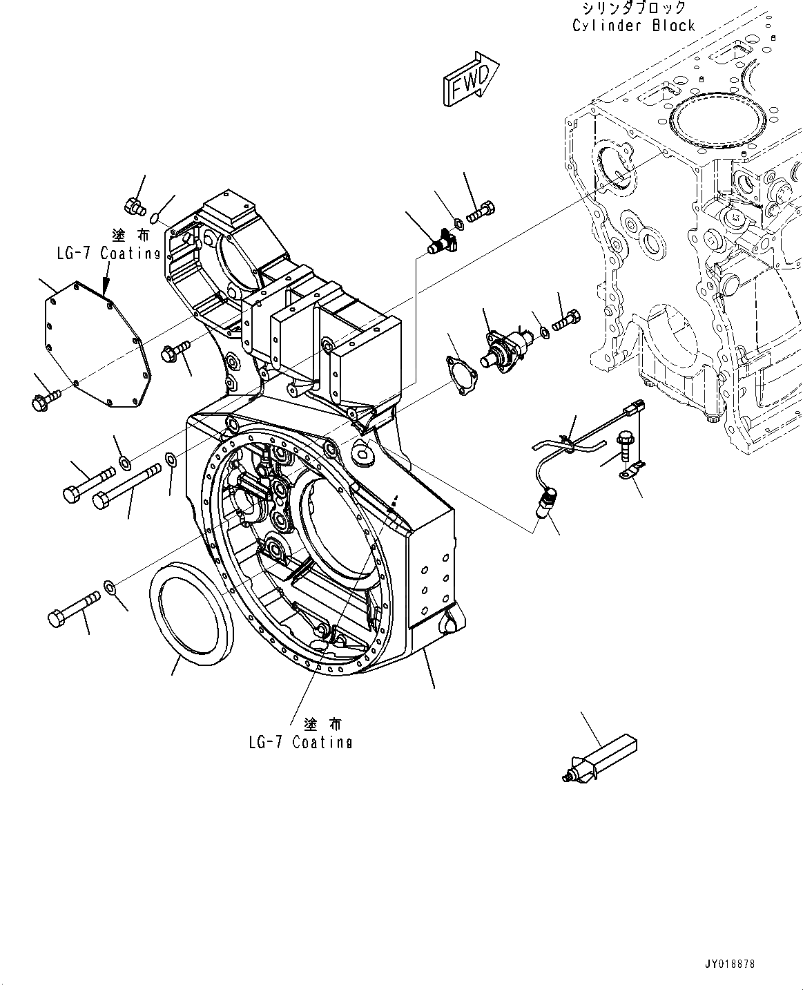 Схема запчастей Komatsu SAA6D170E-5C - КАРТЕР МАХОВИКА, (№-) КАРТЕР МАХОВИКА