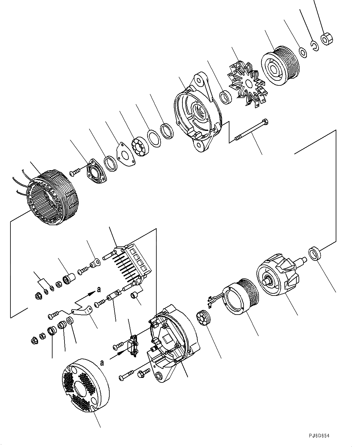 Схема запчастей Komatsu SAA6D170E-5C - ГЕНЕРАТОР, ВНУТР. ЧАСТИ (№7-) ГЕНЕРАТОР, AMP
