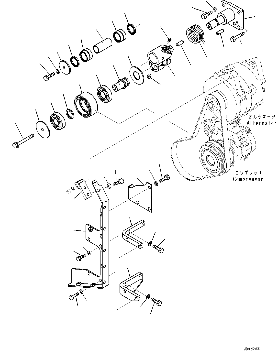 Схема запчастей Komatsu SAA6D170E-5C - ГЕНЕРАТОР, НАТЯЖЕНИЕ РЕМНЯ И КРЫШКА (№7-) ГЕНЕРАТОР, AMP