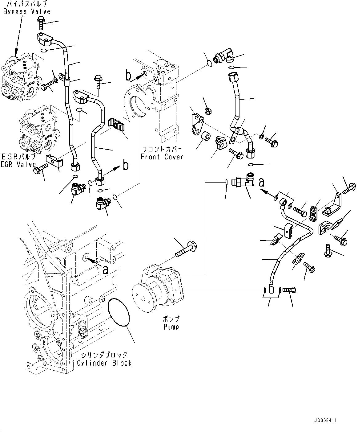 Схема запчастей Komatsu SAA6D140E-5C - ВЫПУСКН. GAS RE-CIRCULATION (EGR) КЛАПАН, EGR МАСЛ. НАСОС СМАЗКА (№7-) ВЫПУСКН. GAS RE-CIRCULATION (EGR) КЛАПАН