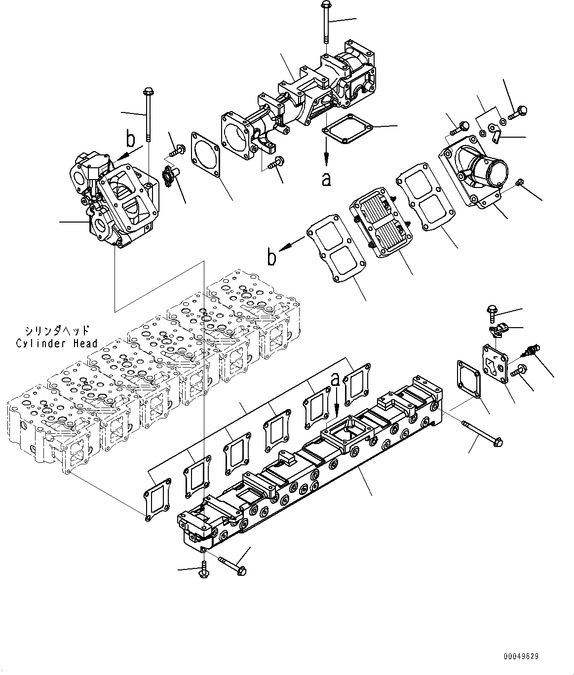 Схема запчастей Komatsu SAA6D125E-5B - ТРУБОПРОВОД ВПУСКА ВОЗДУХА (№77-) ТРУБОПРОВОД ВПУСКА ВОЗДУХА