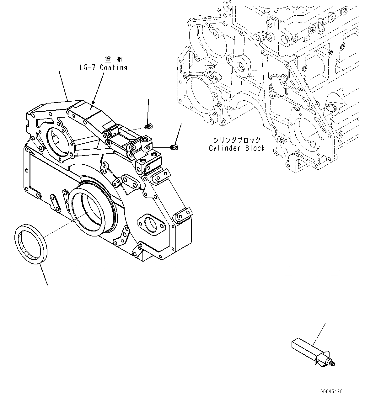 Схема запчастей Komatsu SAA6D125E-5B - ПЕРЕДН. КРЫШКА(№77-) ПЕРЕДН. COVER