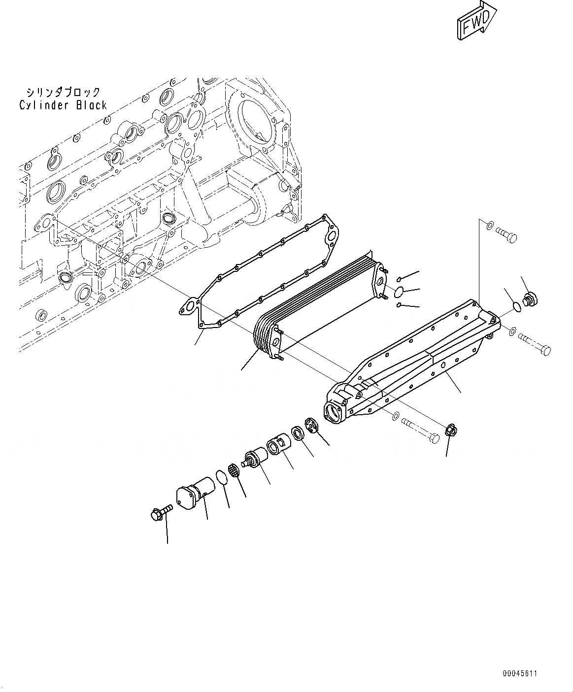 Схема запчастей Komatsu SAA6D125E-5B - ДВИГАТЕЛЬ МАСЛООХЛАДИТЕЛЬ (№77-) ДВИГАТЕЛЬ МАСЛООХЛАДИТЕЛЬ