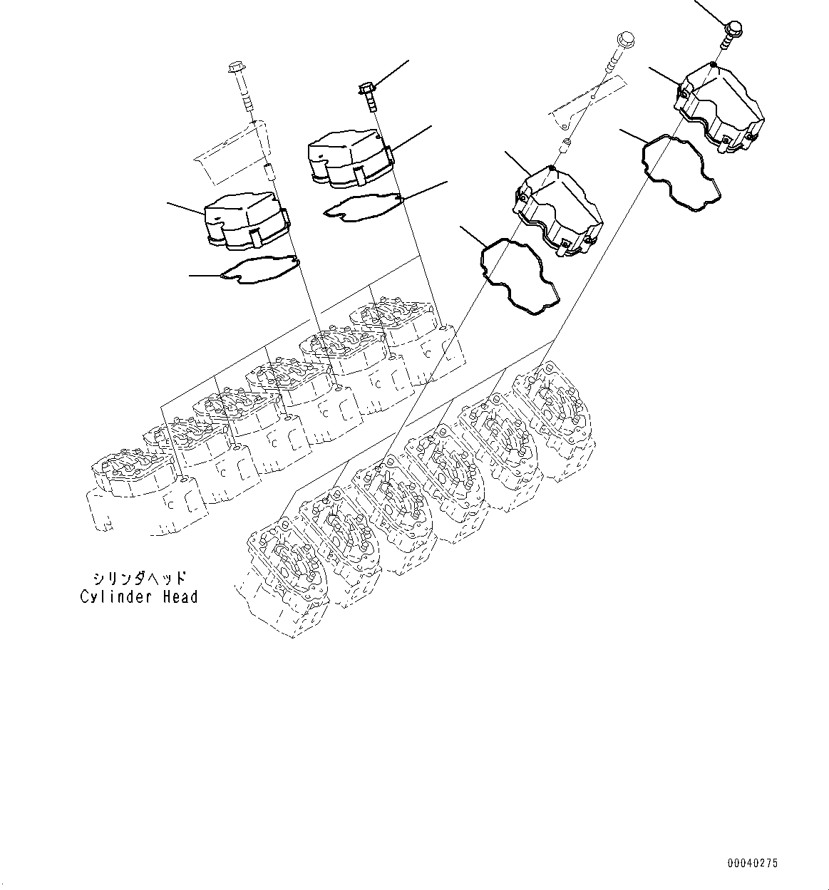 Схема запчастей Komatsu SAA12V140E-3E - ГОЛОВКА ЦИЛИНДРОВ КРЫШКА(№-) ГОЛОВКА ЦИЛИНДРОВ COVER