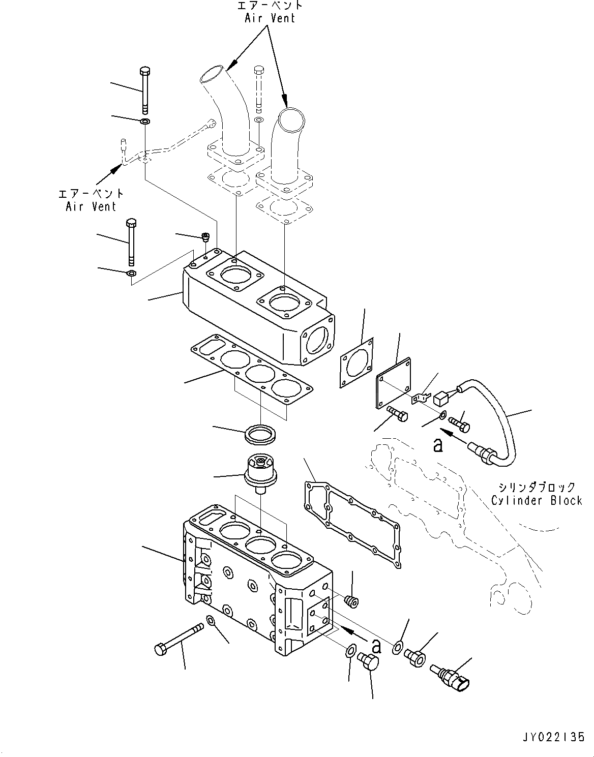 Схема запчастей Komatsu SAA12V140E-3E - ТЕРМОСТАТ И ТЕРМОСТАТ (№-) ТЕРМОСТАТ И ТЕРМОСТАТ