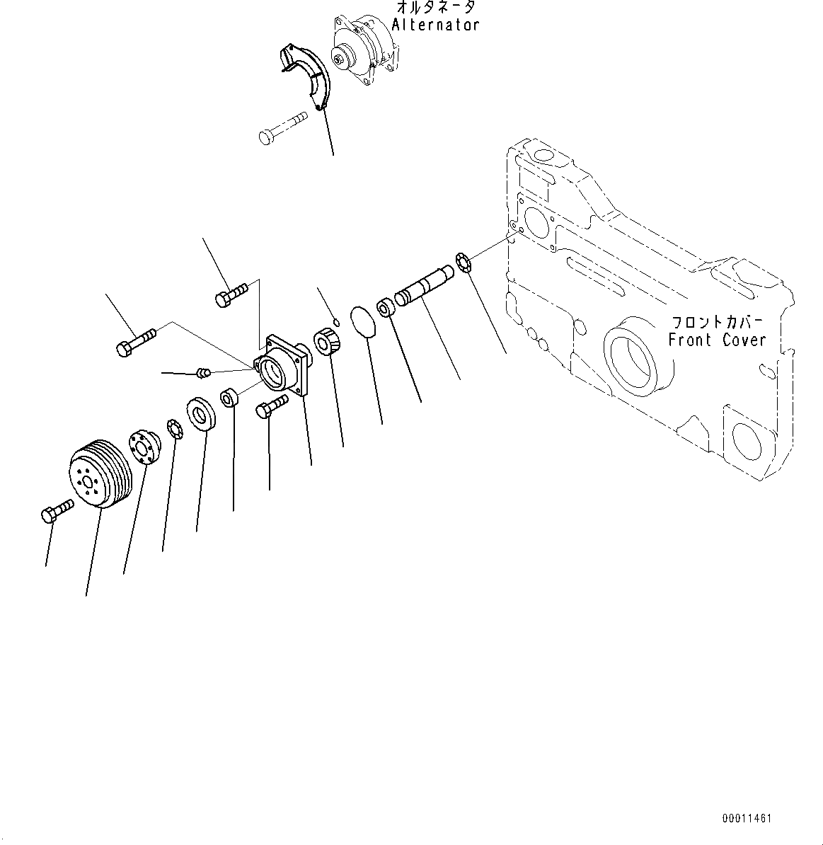 Схема запчастей Komatsu SAA12V140E-3E - ПРИВОД ГЕНЕРАТОРА (№-) ПРИВОД ГЕНЕРАТОРА, 9AMP