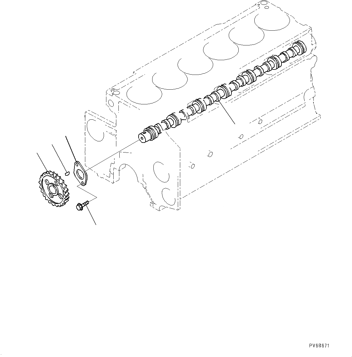 Схема запчастей Komatsu SAA6D140E-5DR - РАСПРЕДВАЛ (№-) РАСПРЕДВАЛ