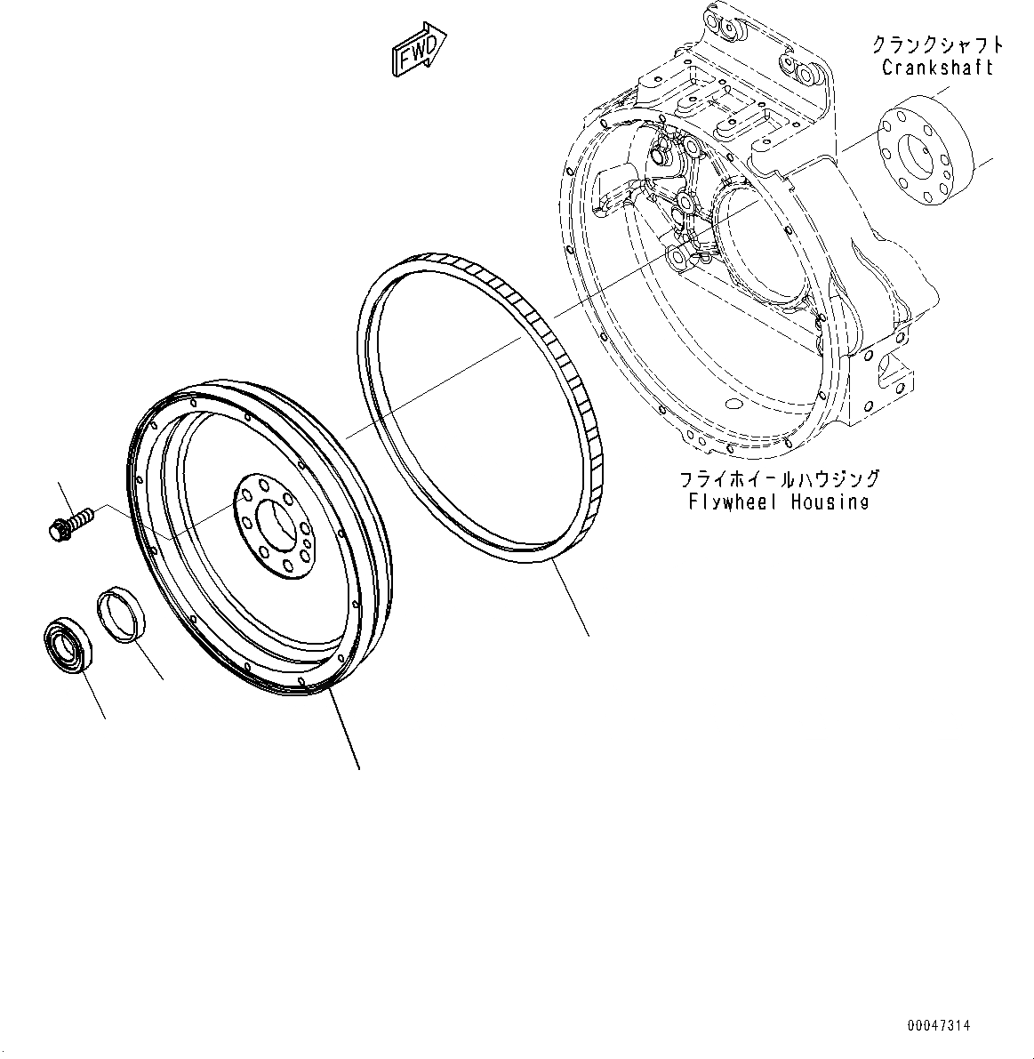 Схема запчастей Komatsu SAA6D140E-5DR - МАХОВИК (№-) МАХОВИК