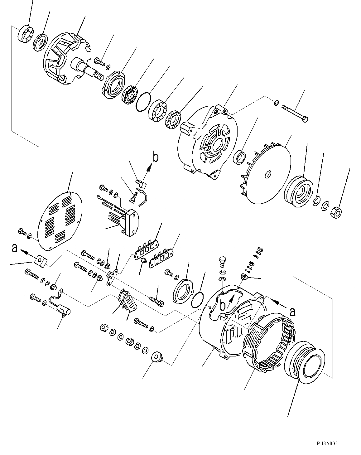 Схема запчастей Komatsu SAA6D140E-5DR - ГЕНЕРАТОР, ВНУТР. ЧАСТИ (№-) ГЕНЕРАТОР, 7AMP., ДЛЯ ЗАПЫЛЕНН. РАЙОНОВ