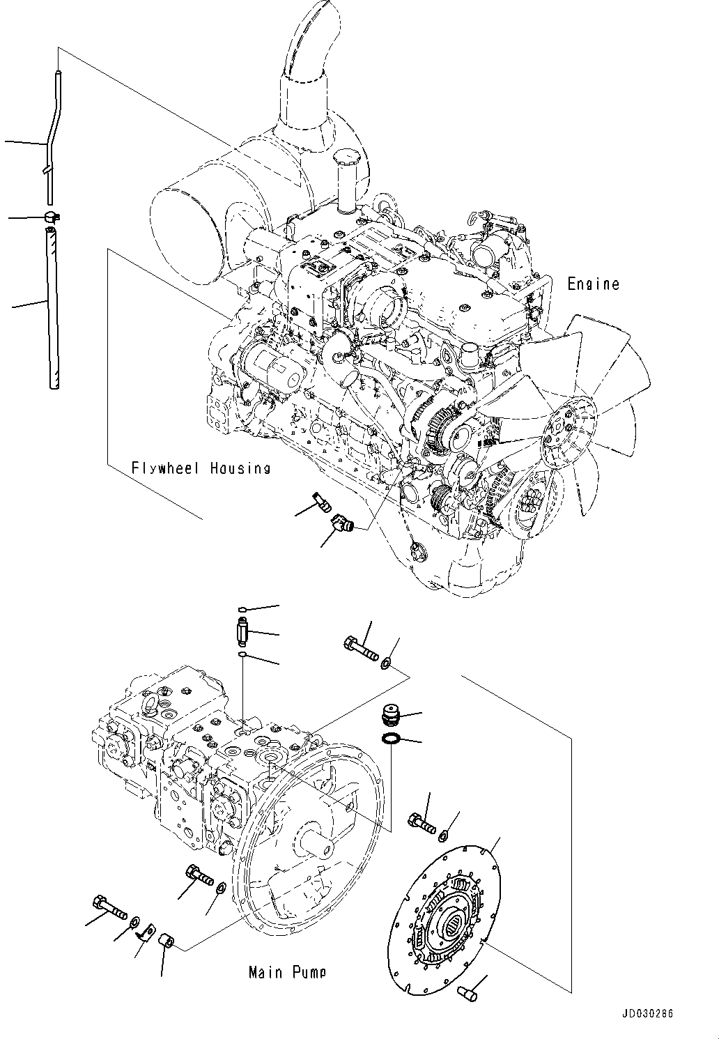 Схема запчастей Komatsu PC228USLC-8 - ДЕМПФЕР, КРЕПЛЕНИЕ ДЕМПФЕР