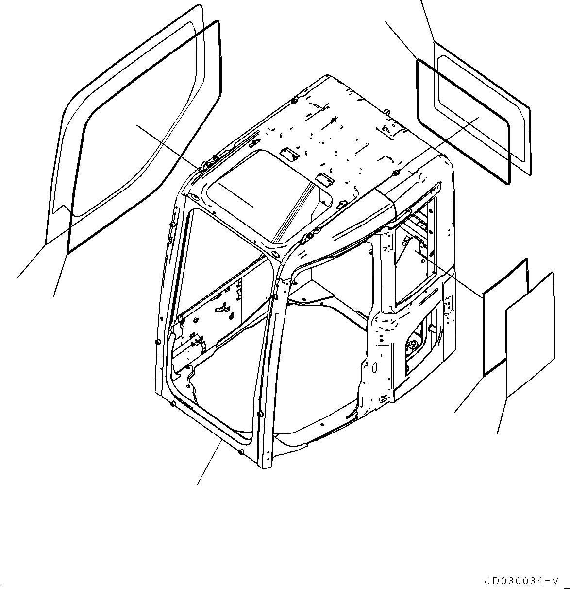 Схема запчастей Komatsu PC228USLC-8 - КАБИНА, КОРПУС КАБИНЫ И ОКНА OPERATORґS КАБИНА