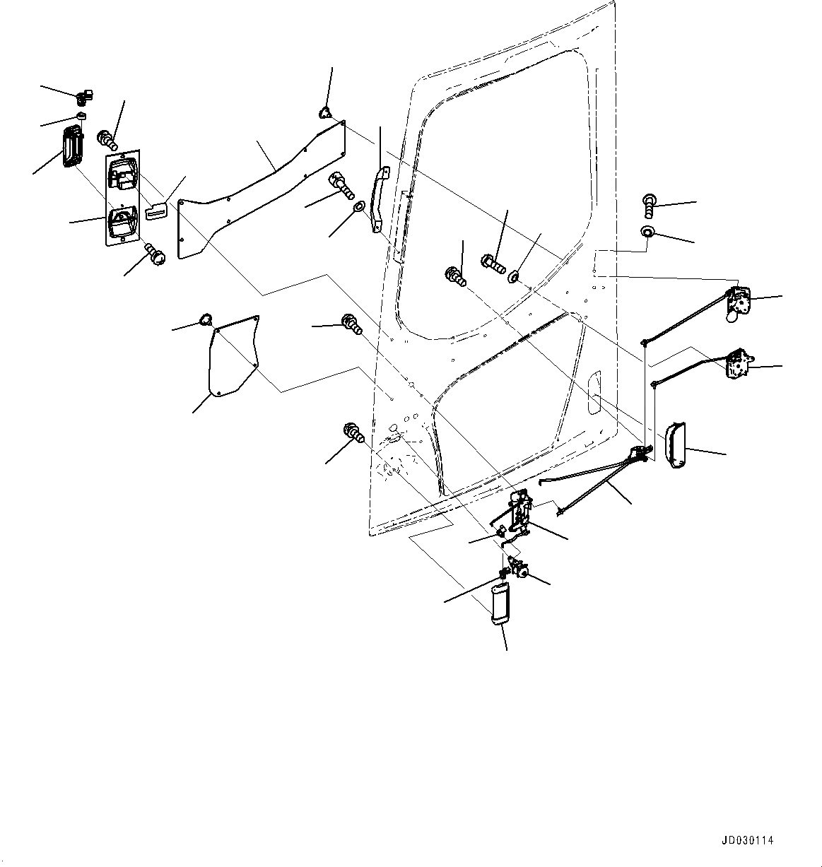 Схема запчастей Komatsu PC228USLC-8 - КАБИНА, ЗАМОК ДВЕРИ OPERATORґS КАБИНА