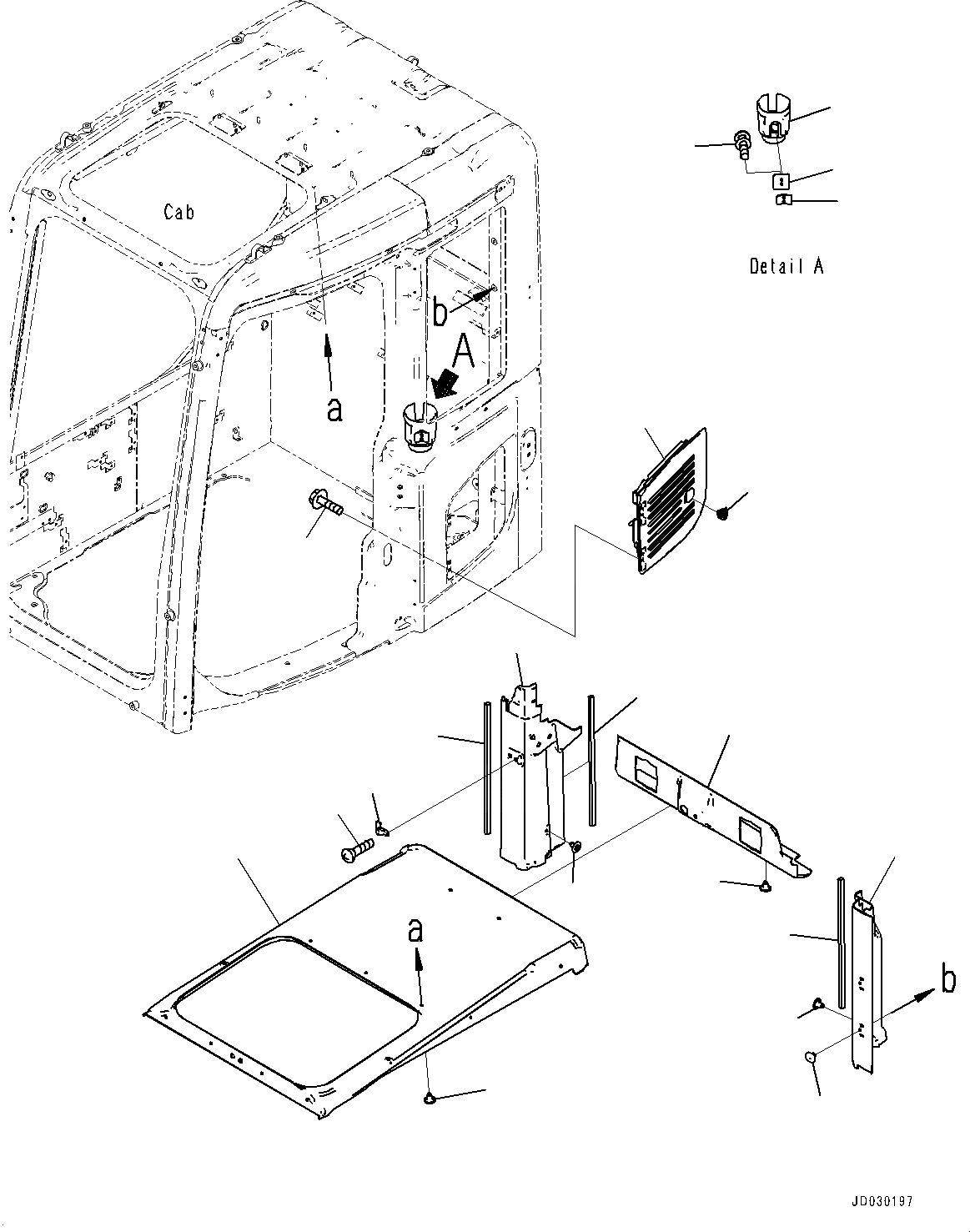 Схема запчастей Komatsu PC228USLC-8 - КАБИНА, КРЫША КРЫШКАAND ВПУСК ВОЗДУХА OPERATORґS КАБИНА