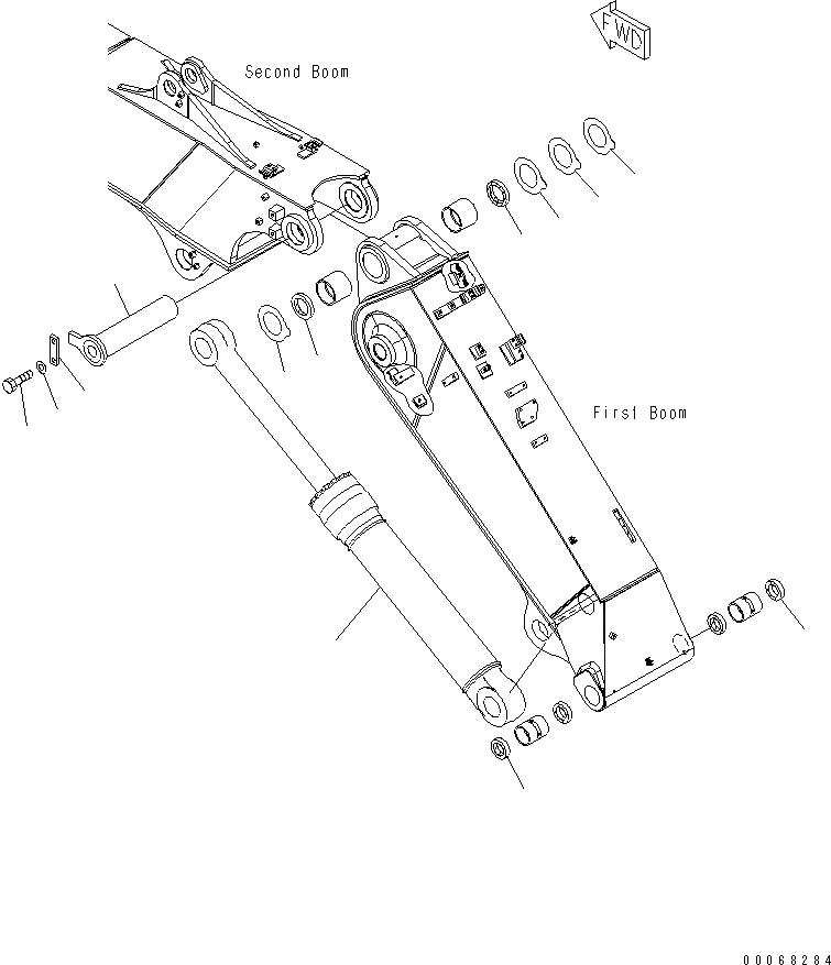 Схема запчастей Komatsu PC228USLC-8 - 2-СЕКЦИОНН. СТРЕЛА, СОЕДИНЕНИЕ ПАЛЕЦ И ADJUST ЦИЛИНДР, ДЛЯ СТРАН ЕС (№8-) 2-СЕКЦИОНН. СТРЕЛА, ДЛЯ СТРАН ЕС