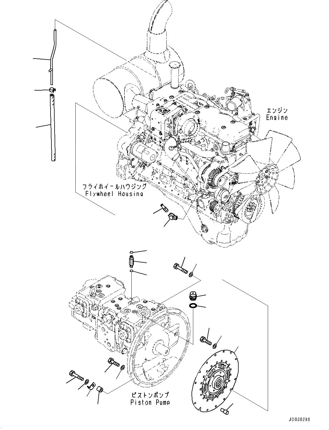 Схема запчастей Komatsu PC228US-8 - ДЕМПФЕР, КРЕПЛЕНИЕ (№-) ДЕМПФЕР