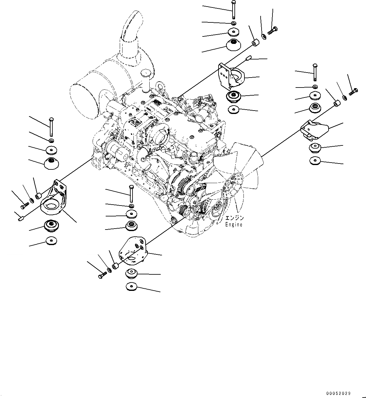 Схема запчастей Komatsu PC228US-8 - КРЕПЛЕНИЕ ДВИГАТЕЛЯ (№-) КРЕПЛЕНИЕ ДВИГАТЕЛЯ