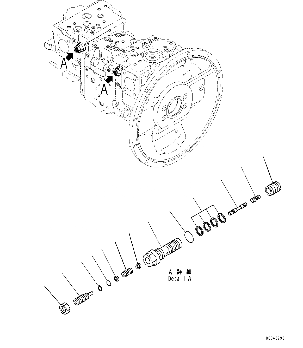 Схема запчастей Komatsu PC228US-8 - ПОРШЕНЬ НАСОС, ВНУТР. ЧАСТИ (/) (№7-) ПОРШЕНЬ НАСОС