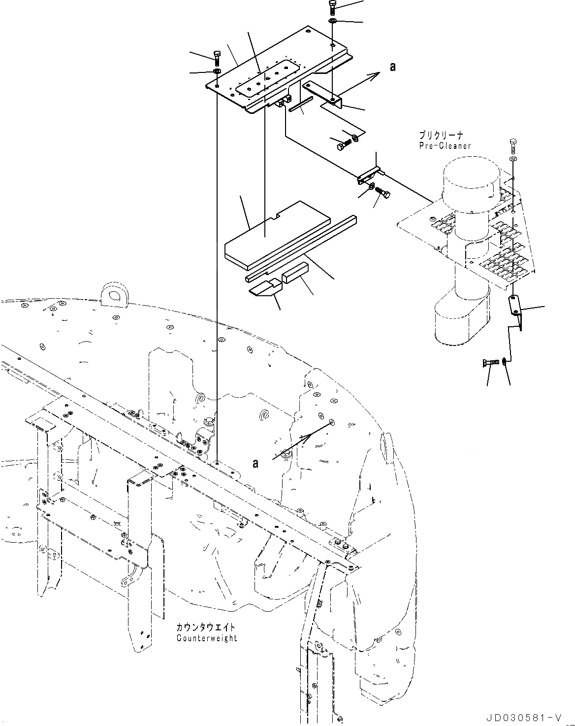 Схема запчастей Komatsu PC228US-8 - КАПОТ, КРЫШКА(№-) КАПОТ, С ПРЕФИЛЬТР