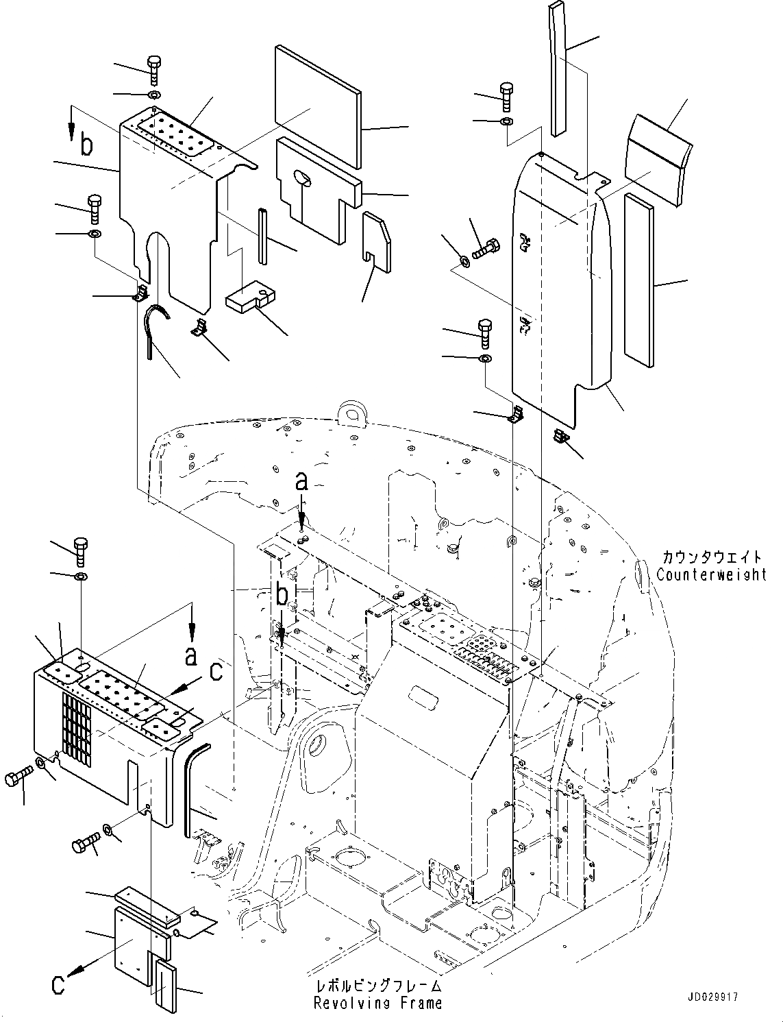 Схема запчастей Komatsu PC228US-8 - ПЕРЕГОРОДКА. COVER, КРЫШКА(/) (№-) ПЕРЕГОРОДКА. COVER, БЕЗ РУКОЯТЬ CRANE