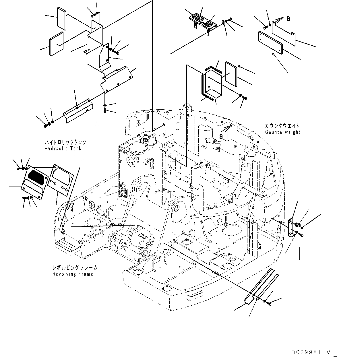 Схема запчастей Komatsu PC228US-8 - ПЕРЕГОРОДКА. COVER, КРЫШКА(/) (№-) ПЕРЕГОРОДКА. COVER, БЕЗ РУКОЯТЬ CRANE