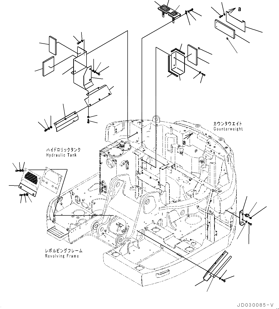 Схема запчастей Komatsu PC228US-8 - ПЕРЕГОРОДКА. COVER, КРЫШКА(/) (№-) ПЕРЕГОРОДКА. COVER, РУКОЯТЬ CRANE