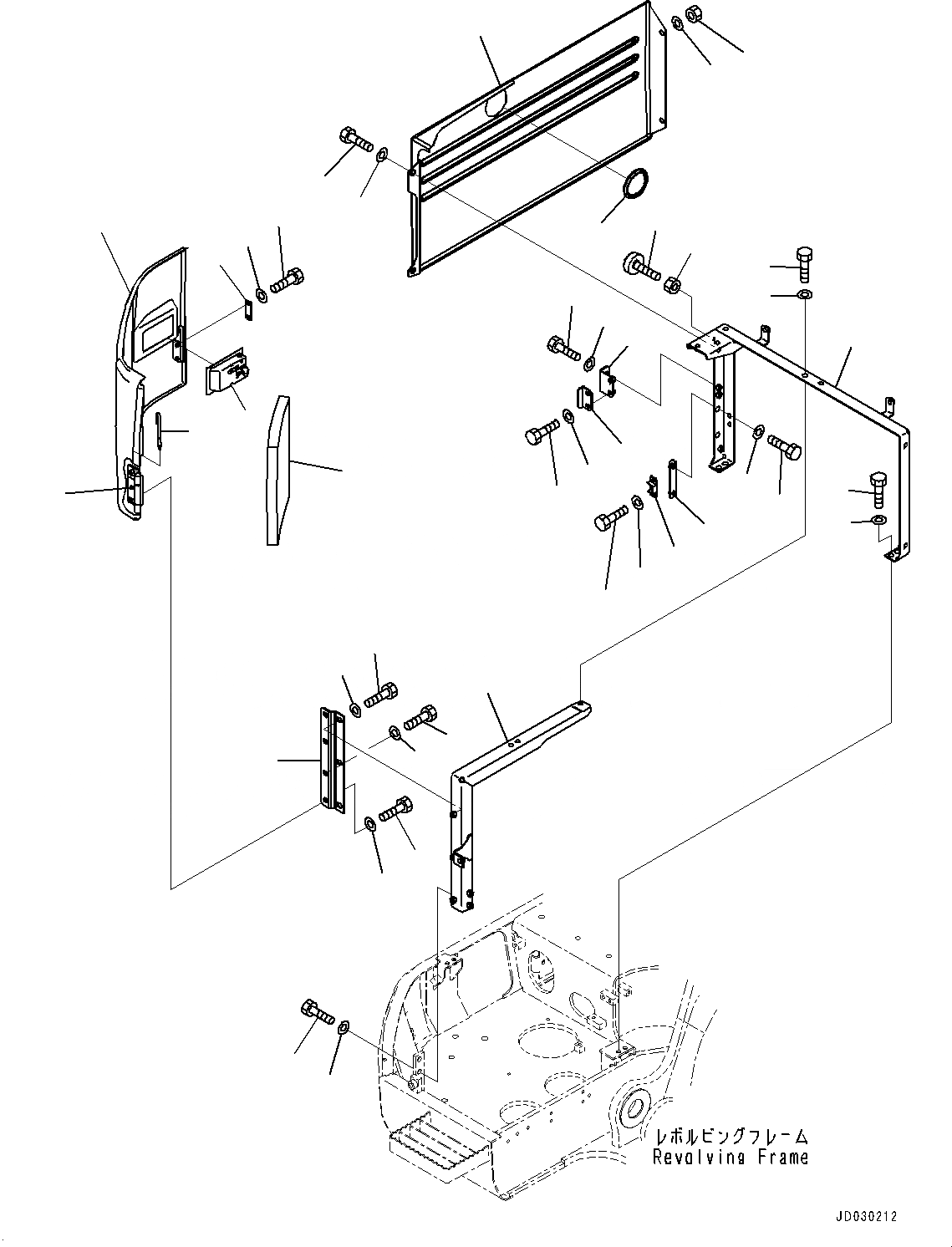 Схема запчастей Komatsu PC228US-8 - ПЕРЕДН. COVER, КРЫШКА(/) (№-) ПЕРЕДН. COVER, БЕЗ -ДОПОЛН. АКТУАТОР ТРУБЫ, АККУМУЛЯТОР