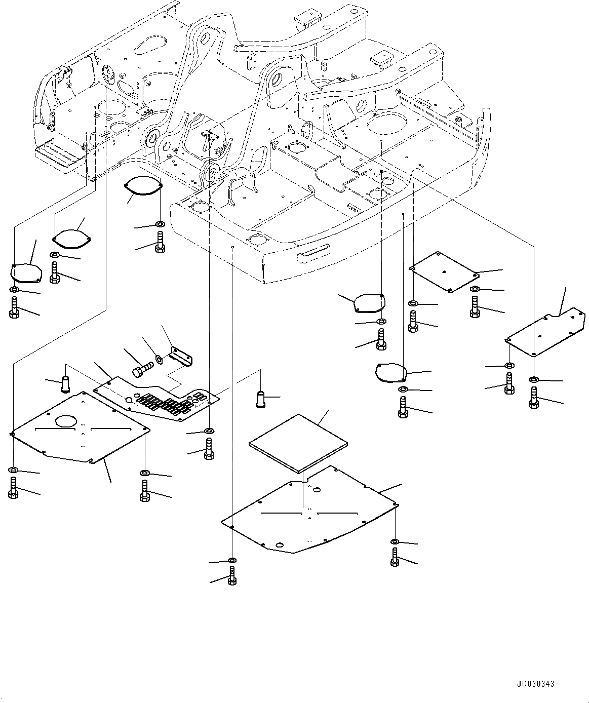 Схема запчастей Komatsu PC228US-8 - НИЖН. КРЫШКА (№-) НИЖН. КРЫШКА