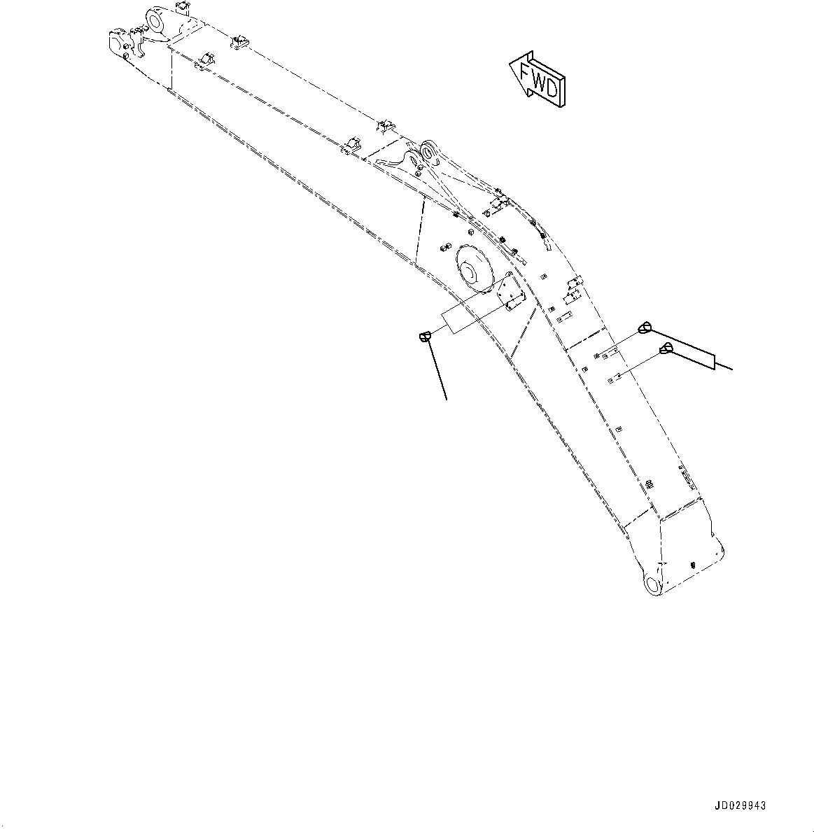 Схема запчастей Komatsu PC228US-8 - СТРЕЛА, ЗАГЛУШКА (№-) СТРЕЛА, 7MM УСИЛ. ТИП, -НАВЕСН. ОБОРУД