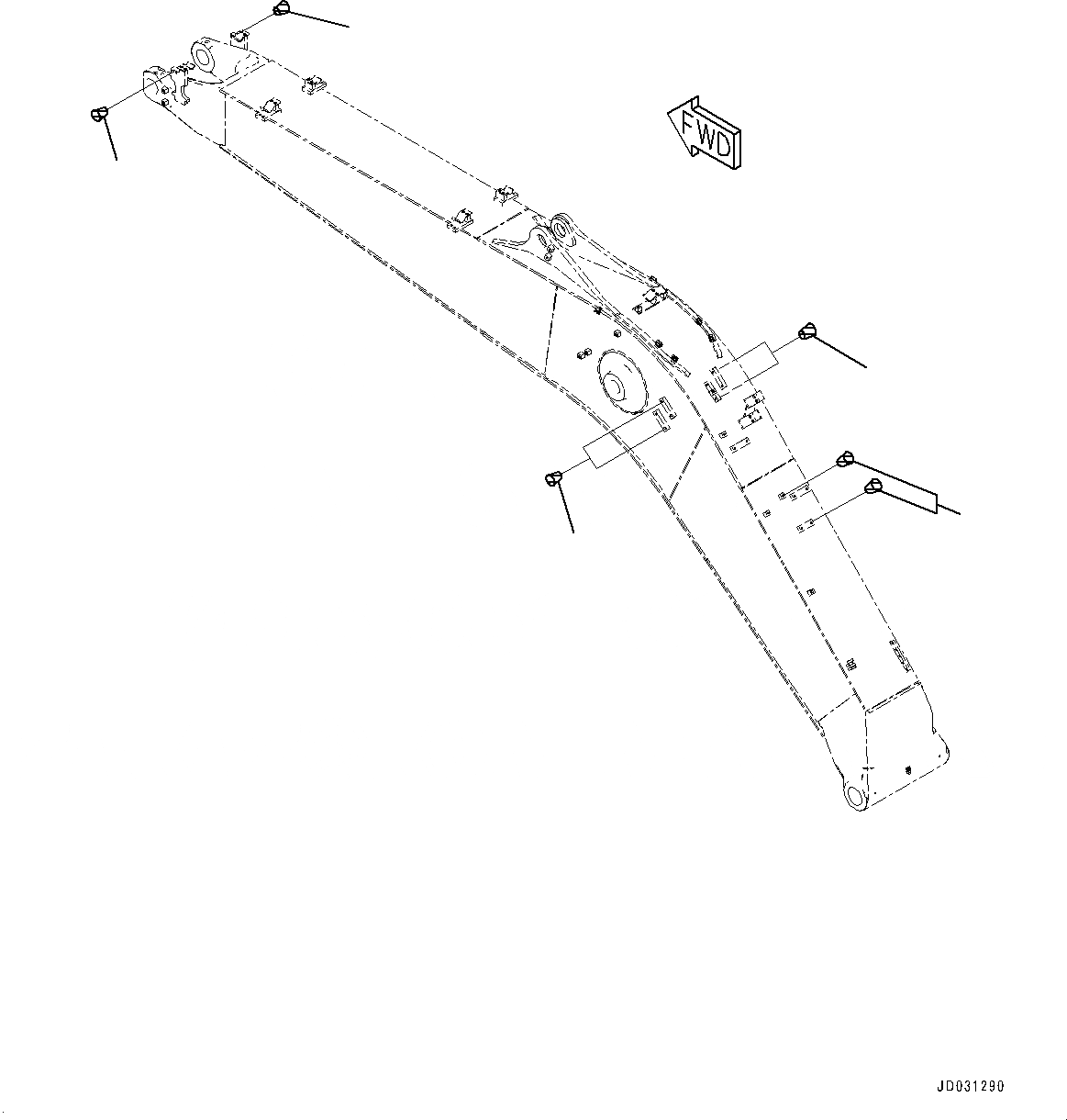 Схема запчастей Komatsu PC228US-8 - СТРЕЛА, ЗАГЛУШКА (№-) СТРЕЛА, 7MM, С ANTI-DROP КЛАПАН