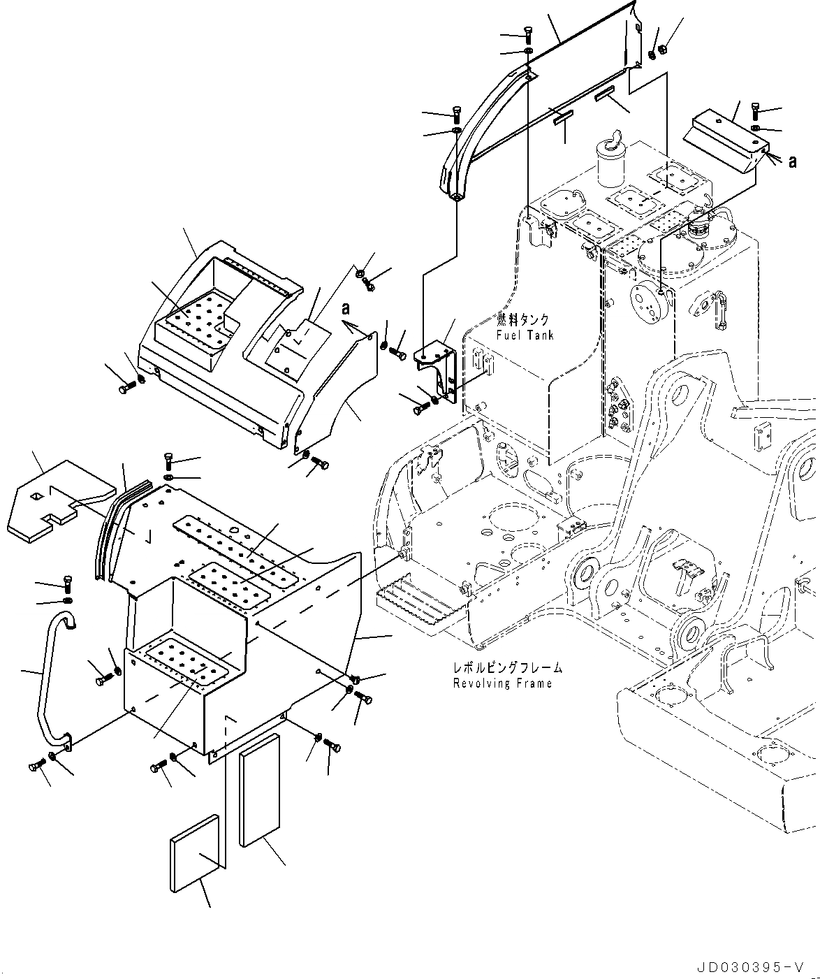 Схема запчастей Komatsu PC228USLC-8 - ПЕРЕДН. COVER, КРЫШКА(/) (№-) ПЕРЕДН. COVER, БЕЗ -ДОПОЛН. АКТУАТОР ТРУБЫ, АККУМУЛЯТОР