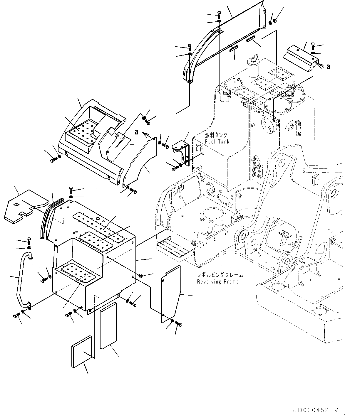 Схема запчастей Komatsu PC228USLC-8 - ПЕРЕДН. COVER, КРЫШКА(/) (№-) ПЕРЕДН. COVER, С -ДОПОЛН. АКТУАТОР ТРУБЫ, АККУМУЛЯТОР