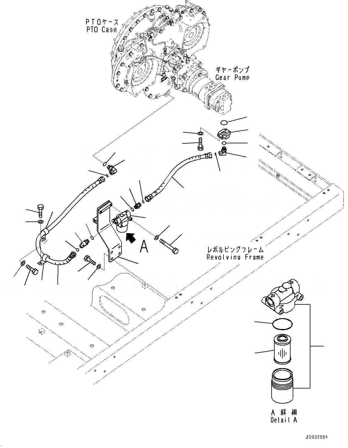 Схема запчастей Komatsu PC650LC-8E0 - POWER TAKEOFF, ВСАСЫВ. ТРУБЫ (№-) POWER TAKEOFF