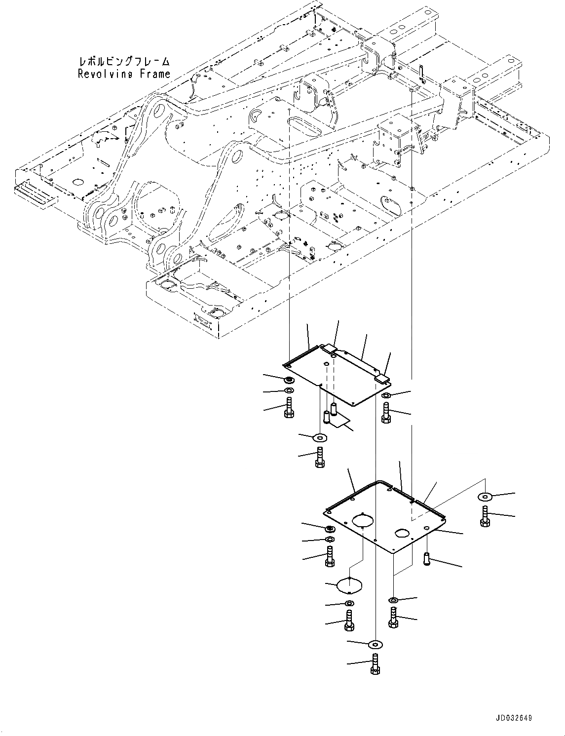 Схема запчастей Komatsu PC600LC-8E0 - НИЖН. КРЫШКА, ОСНОВНАЯ РАМА, ЦЕНТР. (№-) НИЖН. КРЫШКА, ДЛЯ АВСТРАЛИИ