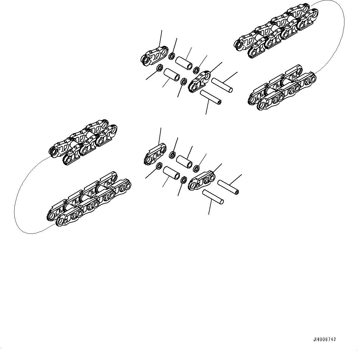 Схема запчастей Komatsu PC600LC-8E0 - ГУСЕН. ЦЕПЬ ASSEMBLY (№-) ГУСЕН. ЦЕПЬ ASSEMBLY, ПОДАЮЩ. ONLY, SET