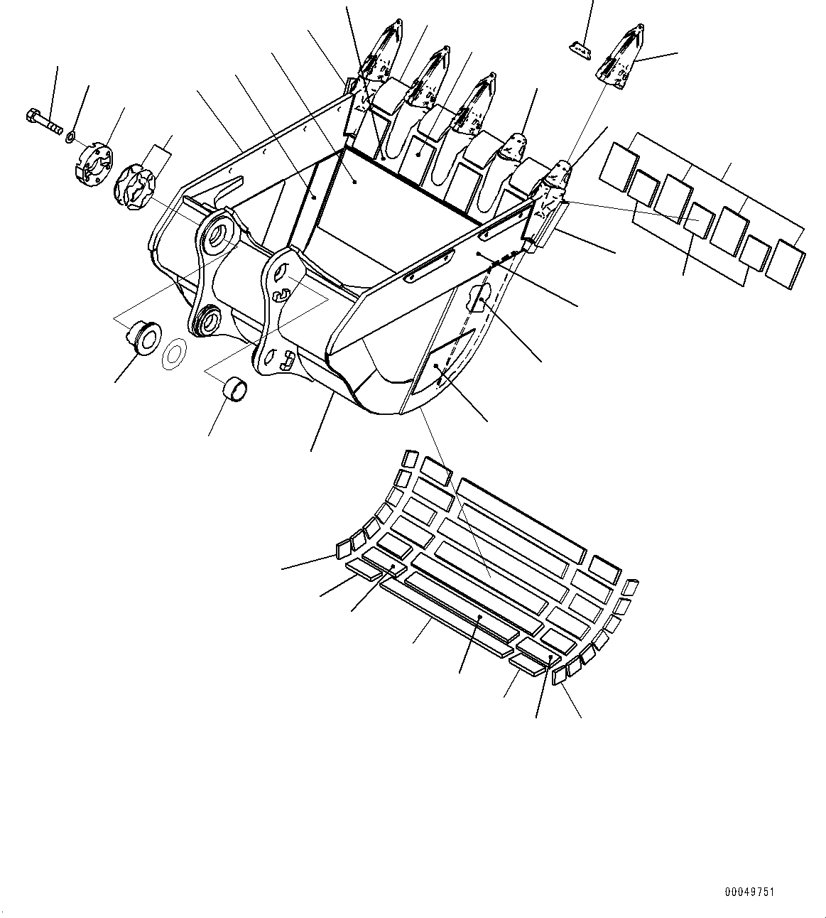 Схема запчастей Komatsu PC600LC-8E0 - КОВШ (№-) КОВШ, .M, 7MM ШИР., WEAR ПЛАСТИНА, KMAX TOOTH, THRUST ADJUSTMENT, БОКОРЕЗЫ