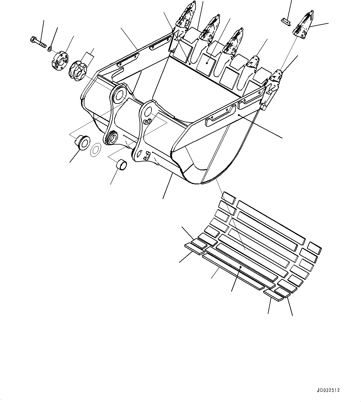 Схема запчастей Komatsu PC600LC-8E0 - КОВШ (№-) КОВШ, .M, MM ШИР., WEAR ПЛАСТИНА, KMAX TOOTH, THRUST ADJUSTMENT, БОКОРЕЗЫ