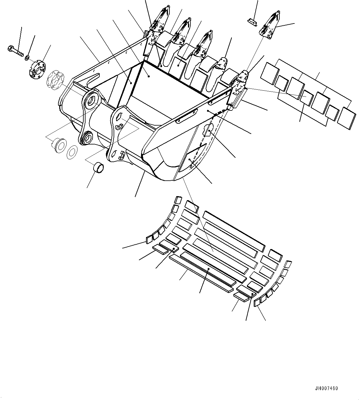 Схема запчастей Komatsu PC600LC-8E0 - КОВШ (№-) КОВШ, .M, MM ШИР., WEAR ПЛАСТИНА, KMAX TOOTH, THRUST ADJUSTMENT, БОКОРЕЗЫ