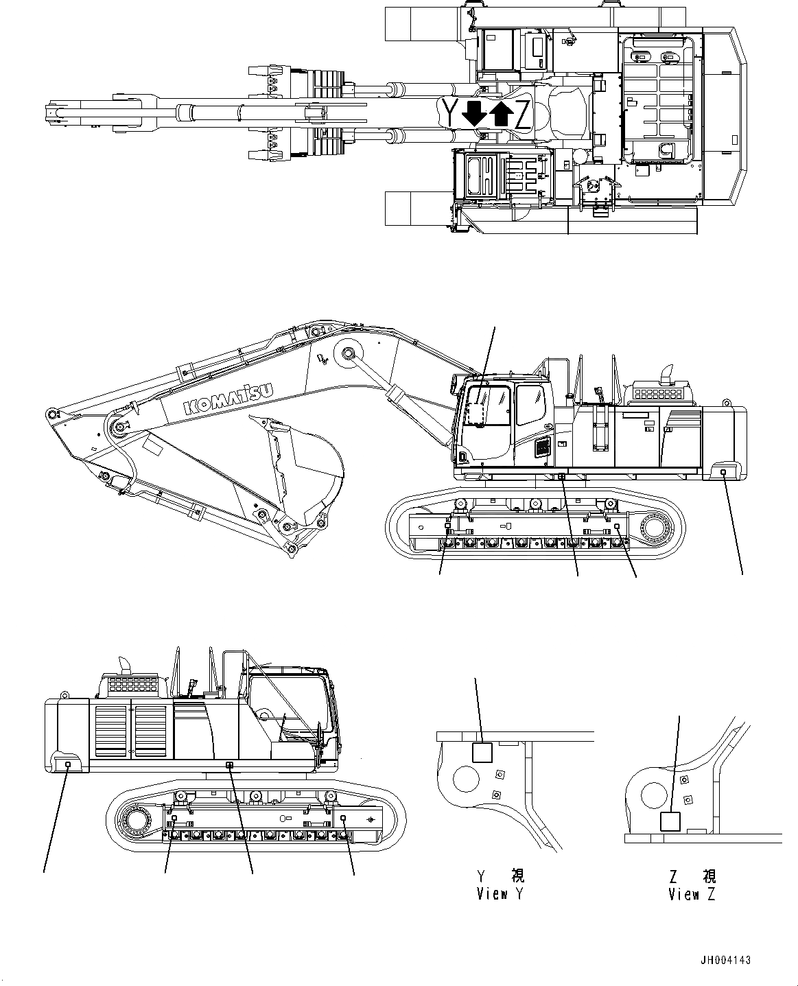 Схема запчастей Komatsu PC600LC-8E0 - BALANCING POSITION И LIFT POINT MARK (№-) BALANCING POSITION И LIFT POINT MARK