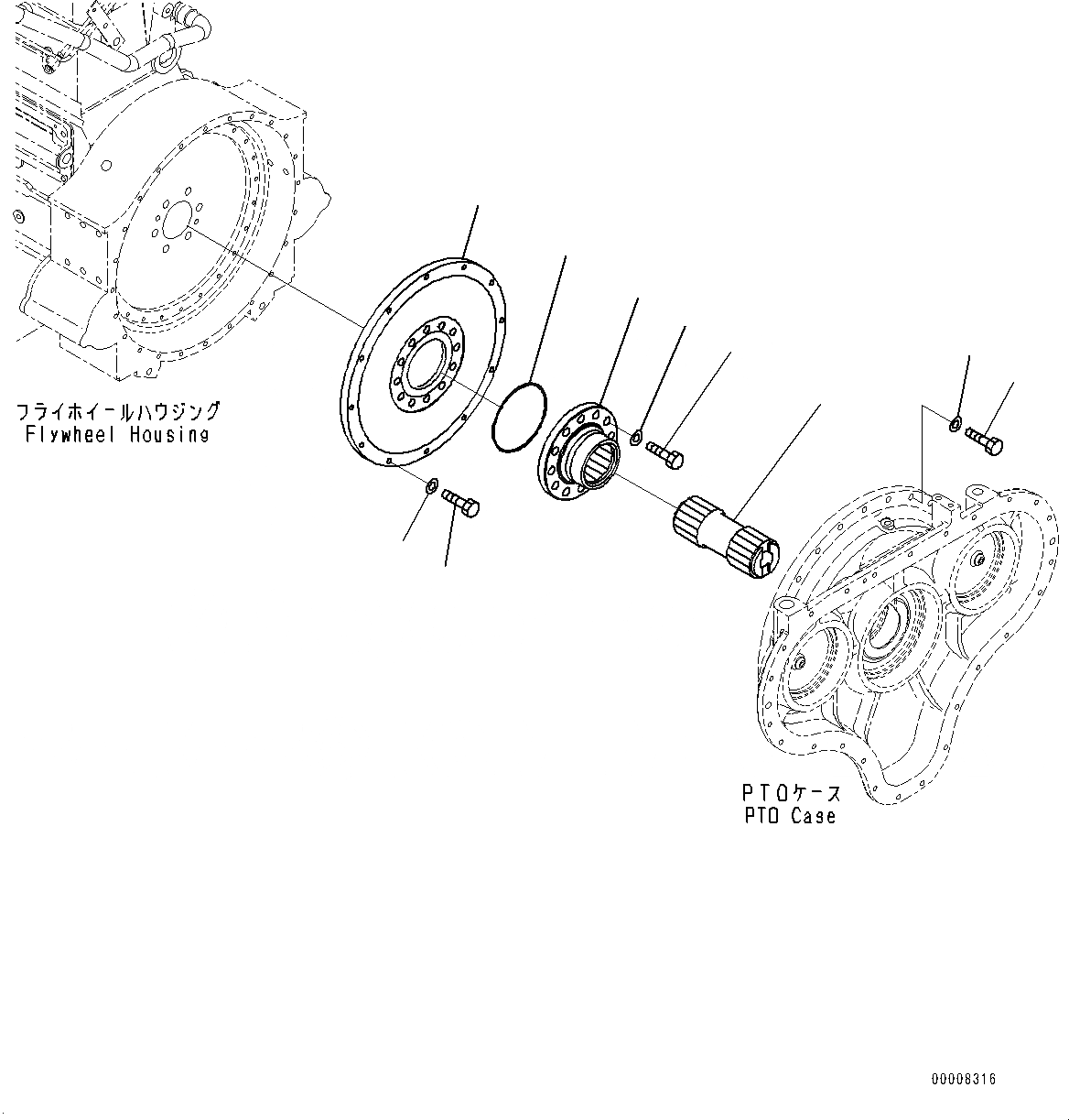 Схема запчастей Komatsu PC600-8E0 - POWER TAKEOFF, СОЕДИНЕНИЕ (№-) POWER TAKEOFF