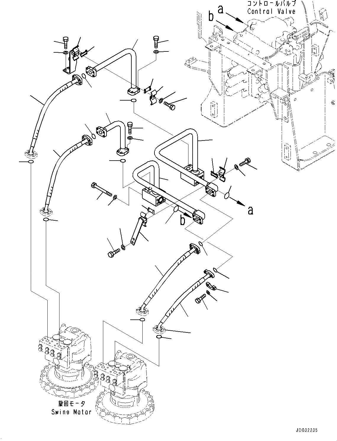 Схема запчастей Komatsu PC600-8E0 - ПОВОРОТН. ТРУБЫ (№-) ПОВОРОТН. ТРУБЫ