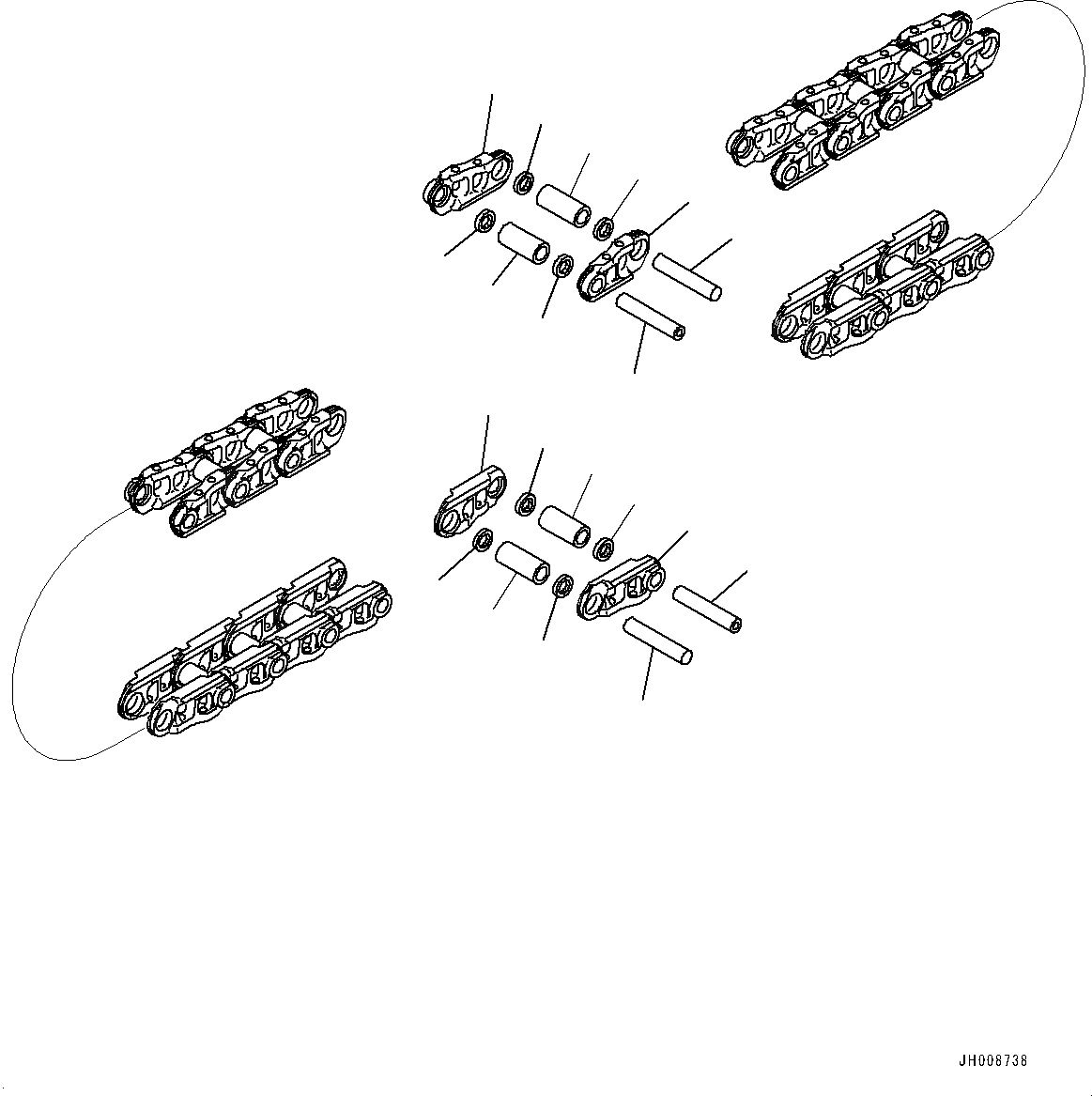 Схема запчастей Komatsu PC600-8E0 - ГУСЕН. ЦЕПЬ ASSEMBLY (№-) ГУСЕН. ЦЕПЬ ASSEMBLY, ПОДАЮЩ. ONLY, 98 SET